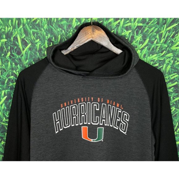 Miami Hurricanes Champion Men’s Large Gray Long Sleeve Hoodie Pullover - Picture 2 of 4